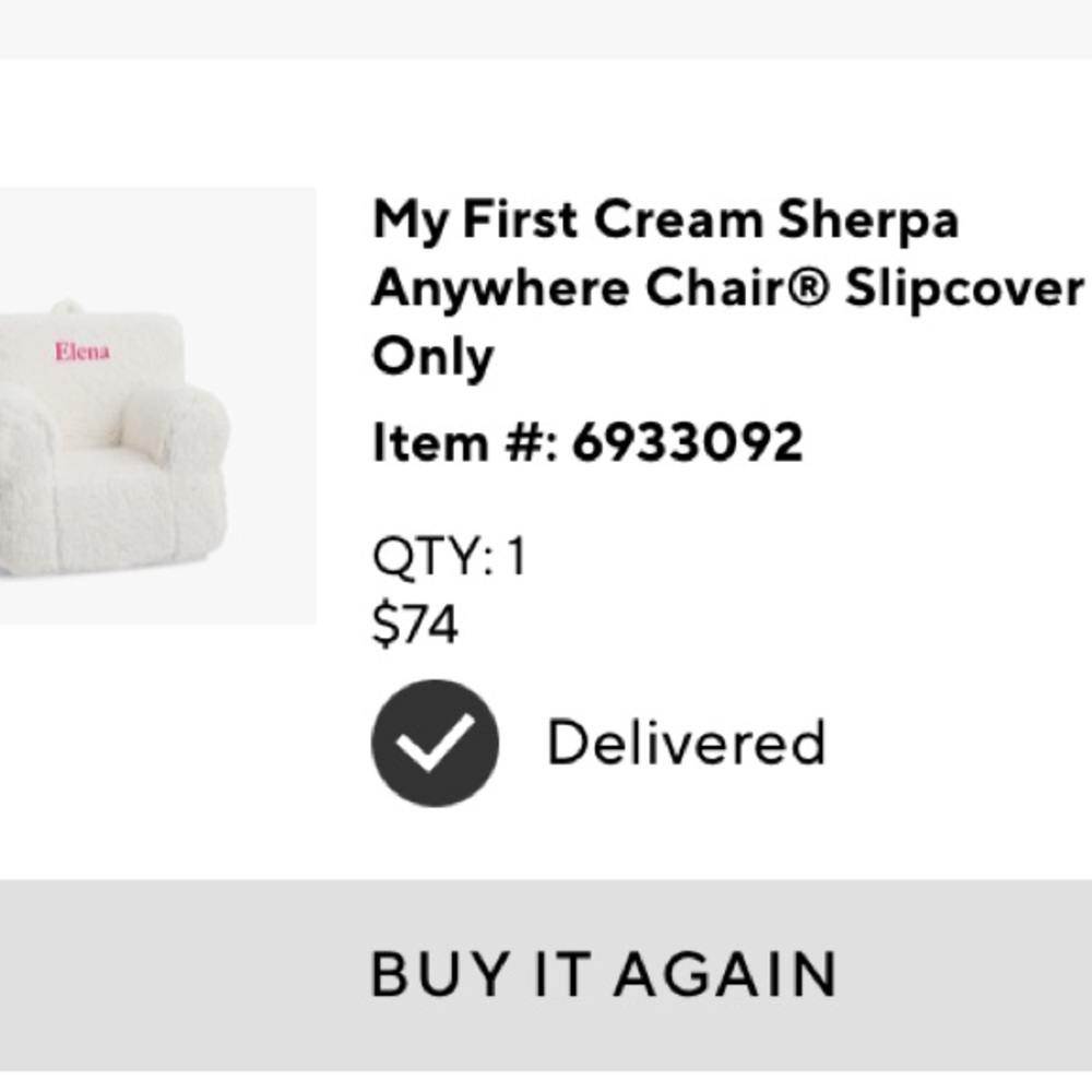 Pottery Barn Kids - My First Anywhere Chair, Cream Sherpa Slipcover ONLY